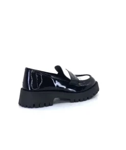 We Do 11244 Cg Cuir Noir & Vernis Blanc*Femme Mocassins