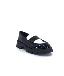 We Do 11244 Cg Cuir Noir & Vernis Blanc*Femme Mocassins