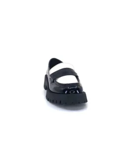 We Do 11244 Cg Cuir Noir & Vernis Blanc*Femme Mocassins