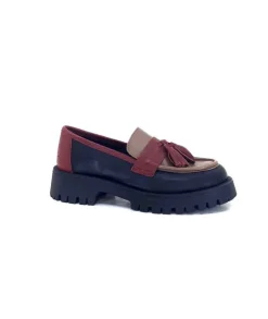 We Do 11244 Ch Cuir Noir Frango & Rouge*Femme Mocassins