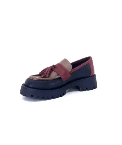 We Do 11244 Ch Cuir Noir Frango & Rouge*Femme Mocassins
