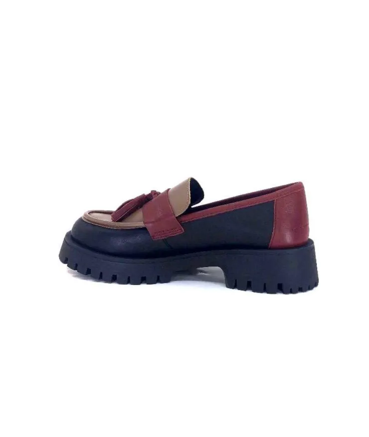 We Do 11244 Ch Cuir Noir Frango & Rouge*Femme Mocassins