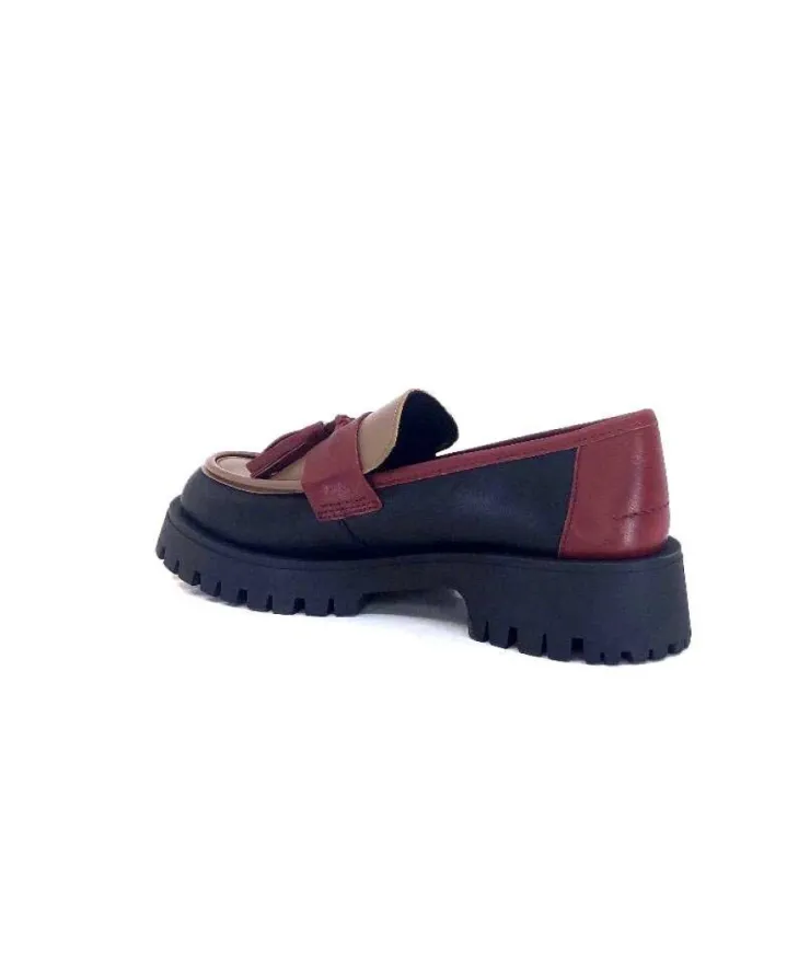 We Do 11244 Ch Cuir Noir Frango & Rouge*Femme Mocassins