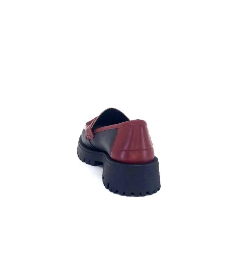We Do 11244 Ch Cuir Noir Frango & Rouge*Femme Mocassins