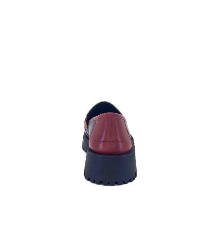 We Do 11244 Ch Cuir Noir Frango & Rouge*Femme Mocassins