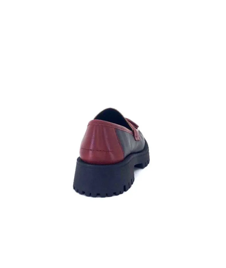 We Do 11244 Ch Cuir Noir Frango & Rouge*Femme Mocassins
