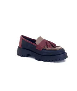 We Do 11244 Ch Cuir Noir Frango & Rouge*Femme Mocassins