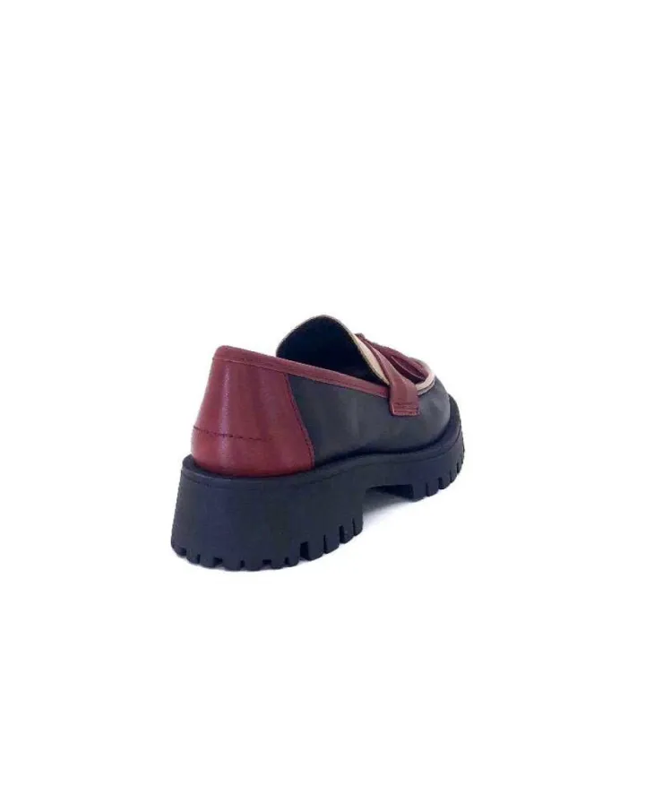 We Do 11244 Ch Cuir Noir Frango & Rouge*Femme Mocassins
