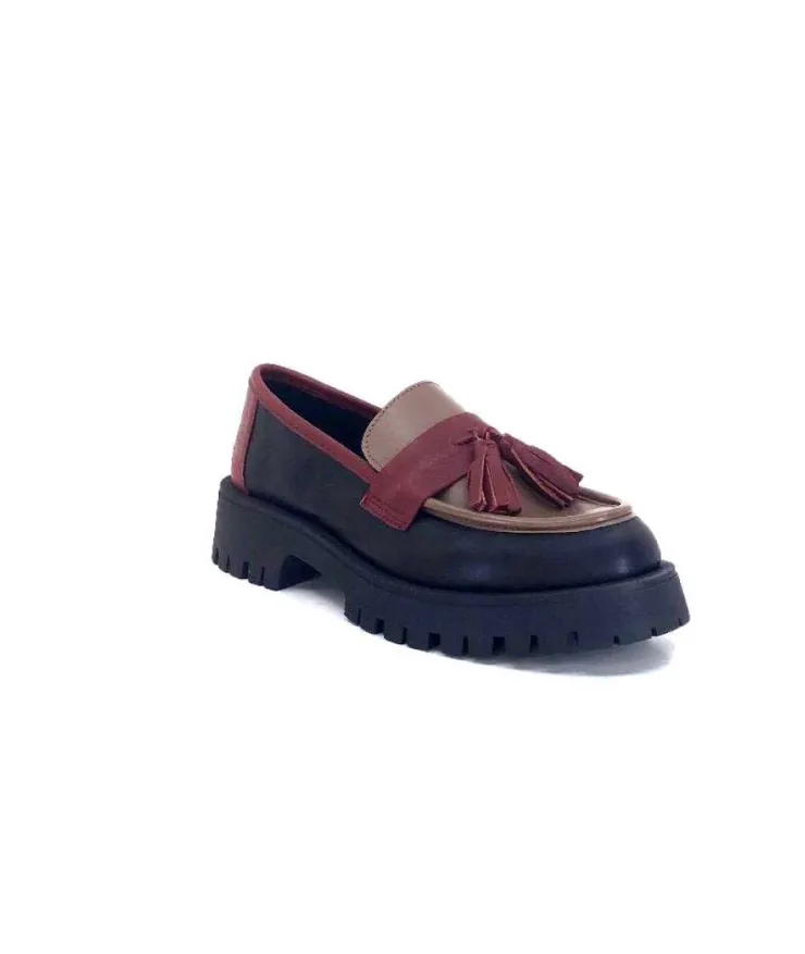 We Do 11244 Ch Cuir Noir Frango & Rouge*Femme Mocassins
