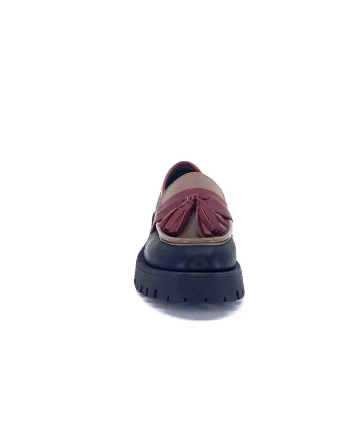 We Do 11244 Ch Cuir Noir Frango & Rouge*Femme Mocassins