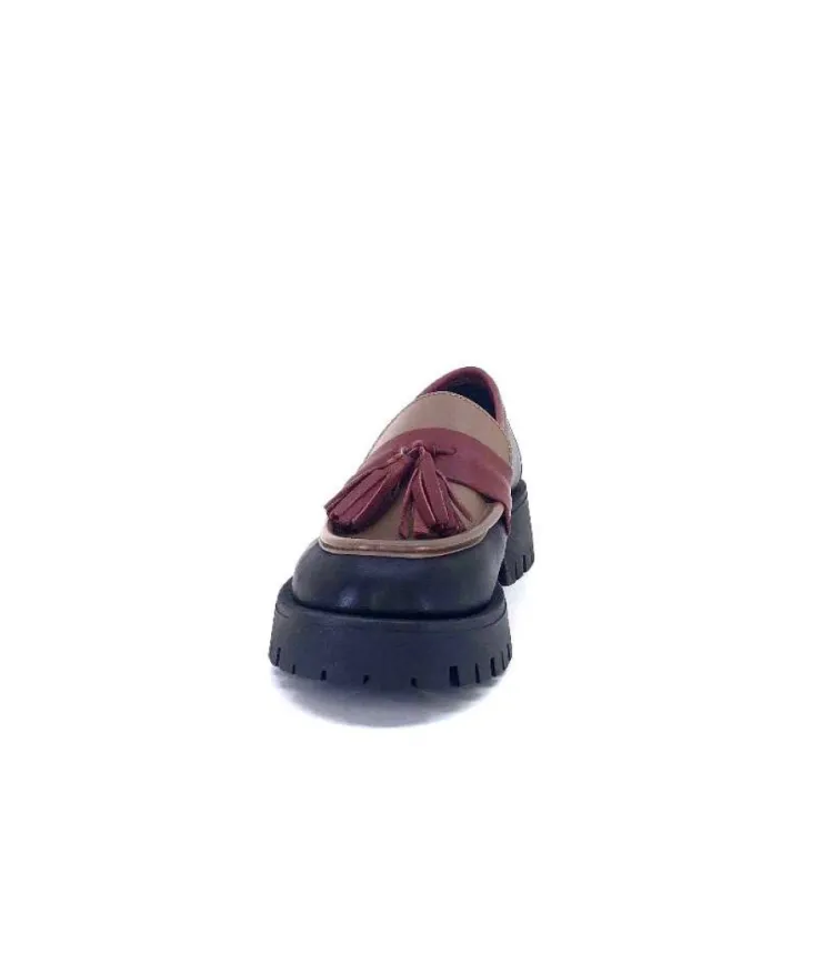 We Do 11244 Ch Cuir Noir Frango & Rouge*Femme Mocassins