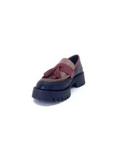 We Do 11244 Ch Cuir Noir Frango & Rouge*Femme Mocassins