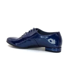 Ivoire0581 Xavier Danaud Cross Cuir Vernis Bleu*Femme Lacets