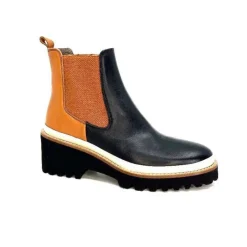 XSA 9176 Calf Cuir Noir Camel*Femme Bottines