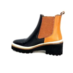XSA 9176 Calf Cuir Noir Camel*Femme Bottines