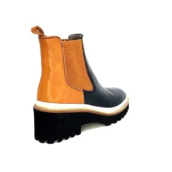 XSA 9176 Calf Cuir Noir Camel*Femme Bottines