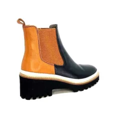 XSA 9176 Calf Cuir Noir Camel*Femme Bottines