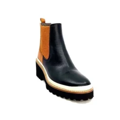 XSA 9176 Calf Cuir Noir Camel*Femme Bottines