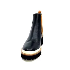 XSA 9176 Calf Cuir Noir Camel*Femme Bottines