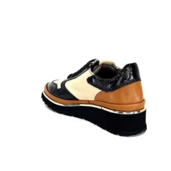 XSA 9809 Cuir Noir, Marron & Creme*Femme Baskets