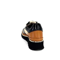 XSA 9809 Cuir Noir, Marron & Creme*Femme Baskets