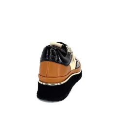 XSA 9809 Cuir Noir, Marron & Creme*Femme Baskets