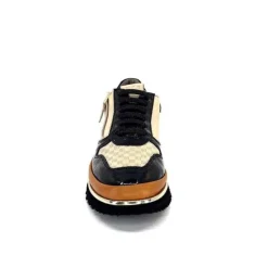 XSA 9809 Cuir Noir, Marron & Creme*Femme Baskets
