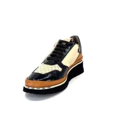 XSA 9809 Cuir Noir, Marron & Creme*Femme Baskets