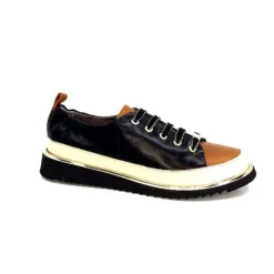 XSA 8010 F478 Nappa Cuir Noir & Camel*Femme Baskets