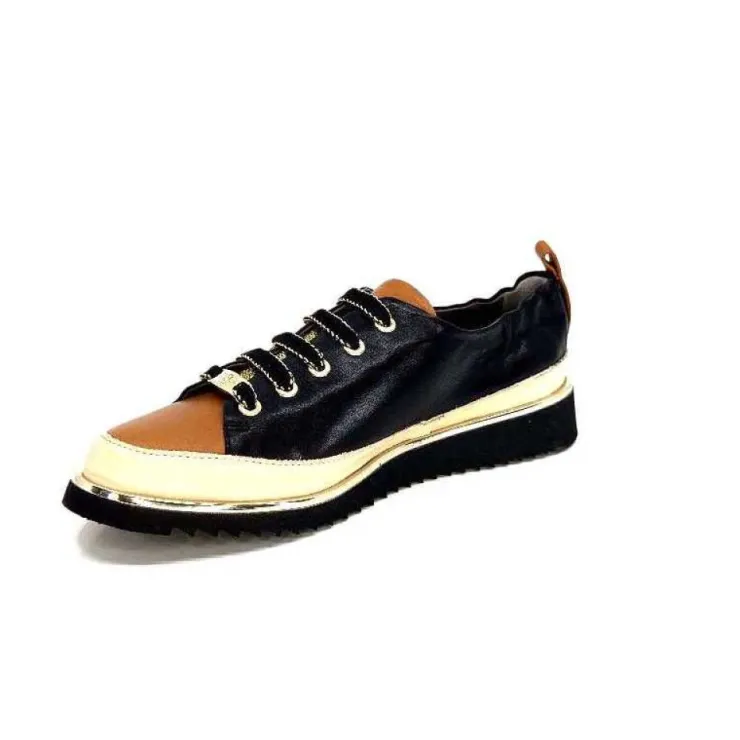 XSA 8010 F478 Nappa Cuir Noir & Camel*Femme Baskets