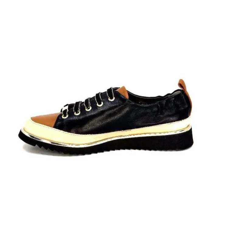 XSA 8010 F478 Nappa Cuir Noir & Camel*Femme Baskets
