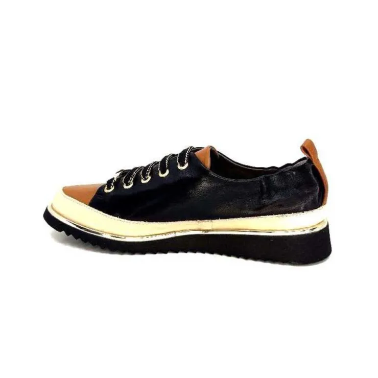 XSA 8010 F478 Nappa Cuir Noir & Camel*Femme Baskets