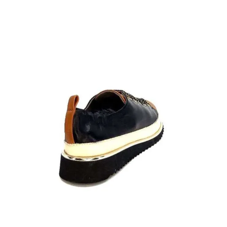 XSA 8010 F478 Nappa Cuir Noir & Camel*Femme Baskets