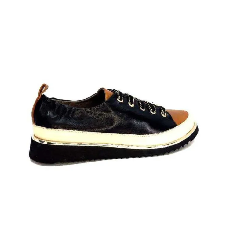 XSA 8010 F478 Nappa Cuir Noir & Camel*Femme Baskets