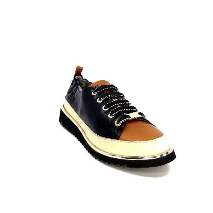 XSA 8010 F478 Nappa Cuir Noir & Camel*Femme Baskets