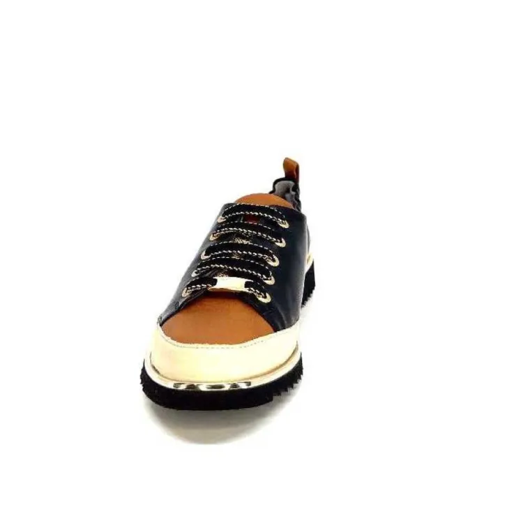 XSA 8010 F478 Nappa Cuir Noir & Camel*Femme Baskets