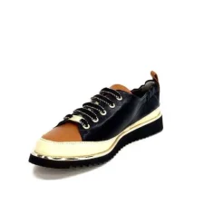 XSA 8010 F478 Nappa Cuir Noir & Camel*Femme Baskets